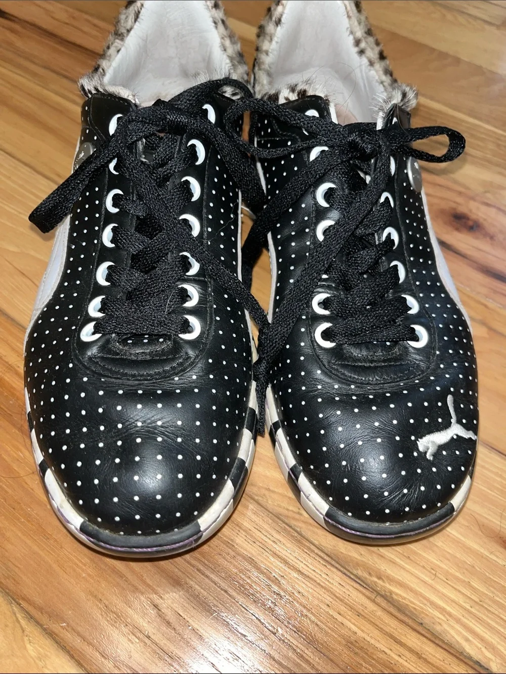 Miharayasuhiro for Puma Black Polka Dot Low-Top Sneakers with Striped Sole